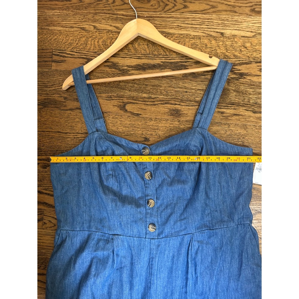 NWT Old Navy XXL Blue Denim Chambray Overall Button Wide Leg Jumpsuit Beach - Picture 8 of 11